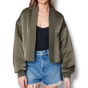 Blank NYC Satin Bomber Jacket
